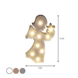 Angel Plastic Wall Night Lighting Creative LED Night Stand Lamp for Girls Bedroom Clearhalo 'Night Lights' 'Wall Lights' Lighting' 2017992