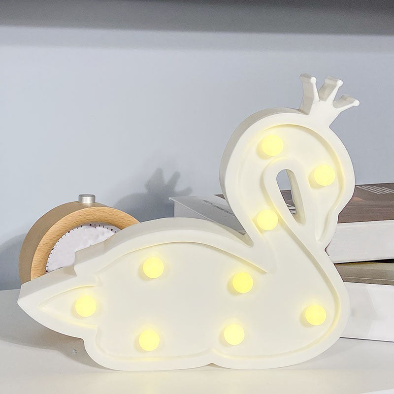 Plastic Swan Wall Night Lamp Contemporary LED Night Lighting for Children Bedroom White Clearhalo 'Night Lights' 'Wall Lights' Lighting' 2017998