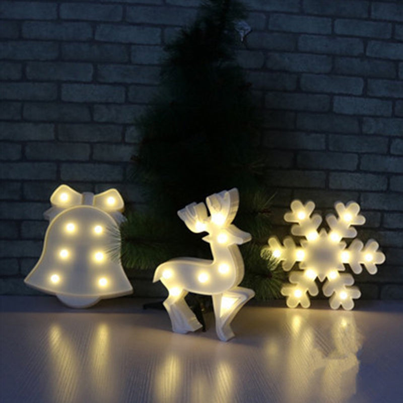 White Christmas Element Night Lighting Modern Style Battery LED Plastic Nightstand Light Clearhalo 'Modern wall lights' 'Modern' 'Night Lights' 'Wall Lights' Lighting' 2018011