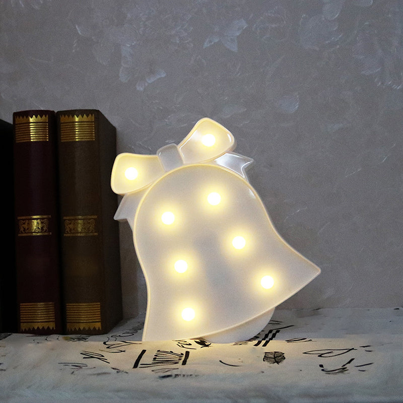 White Christmas Element Night Lighting Modern Style Battery LED Plastic Nightstand Light White Bell Clearhalo 'Modern wall lights' 'Modern' 'Night Lights' 'Wall Lights' Lighting' 2018015