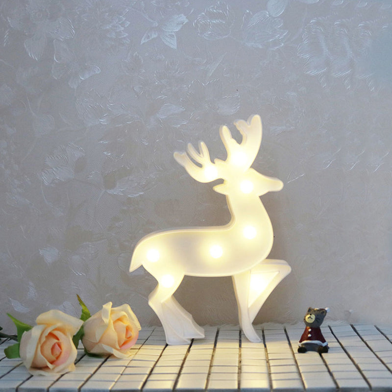 White Christmas Element Night Lighting Modern Style Battery LED Plastic Nightstand Light White Deer Clearhalo 'Modern wall lights' 'Modern' 'Night Lights' 'Wall Lights' Lighting' 2018017