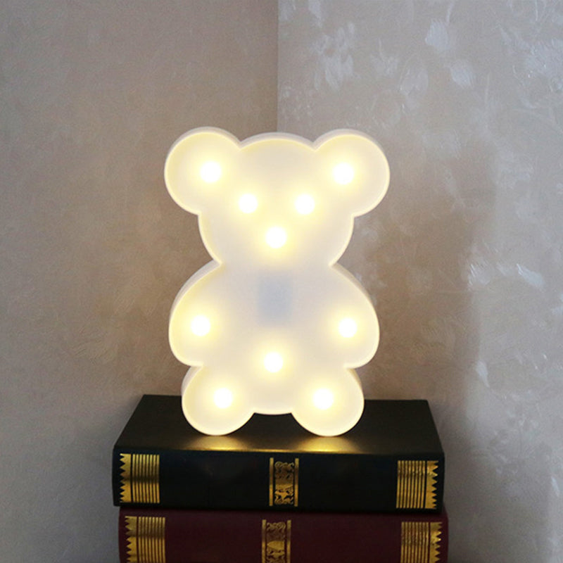 Simplicity LED Wall Night Light Bear Nightstand Lamp with Plastic Shade for Nursery Room White Clearhalo 'Night Lights' 'Wall Lights' Lighting' 2018023