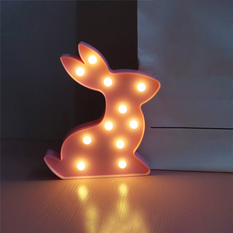 Rabbit Shaped Night Lamp Contemporary Plastic Baby Bedroom LED Nightstand Light Pink Clearhalo 'Night Lights' 'Wall Lights' Lighting' 2018026