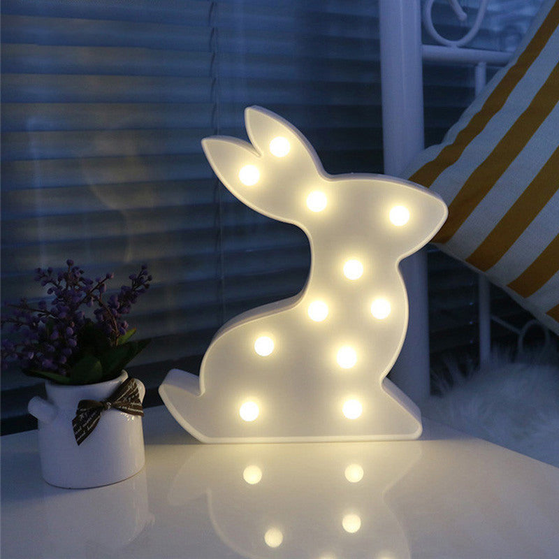 Rabbit Shaped Night Lamp Contemporary Plastic Baby Bedroom LED Nightstand Light White Clearhalo 'Night Lights' 'Wall Lights' Lighting' 2018031