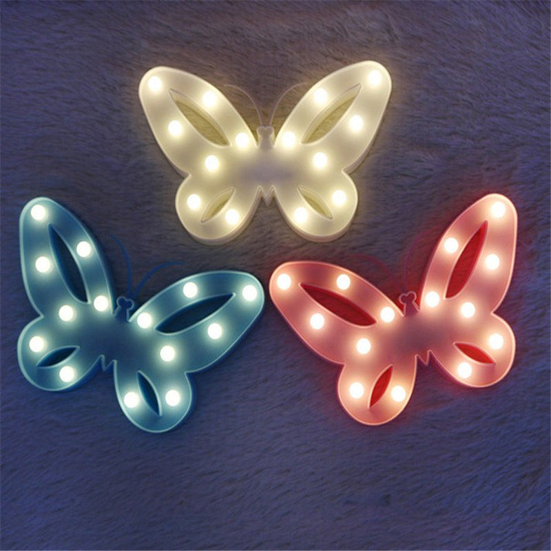 Nordic Butterfly Nightstand Lighting Plastic Girls Bedroom LED Wall Night Lamp Clearhalo 'Night Lights' 'Wall Lights' Lighting' 2018032