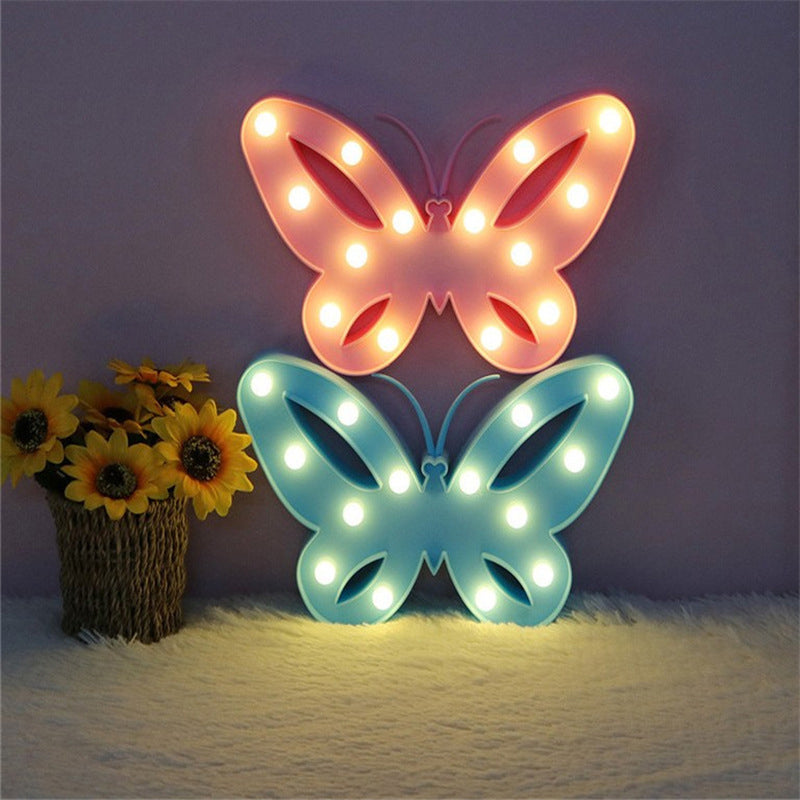 Nordic Butterfly Nightstand Lighting Plastic Girls Bedroom LED Wall Night Lamp Clearhalo 'Night Lights' 'Wall Lights' Lighting' 2018035