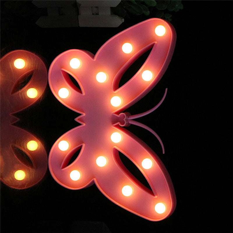 Nordic Butterfly Nightstand Lighting Plastic Girls Bedroom LED Wall Night Lamp Pink Clearhalo 'Night Lights' 'Wall Lights' Lighting' 2018037