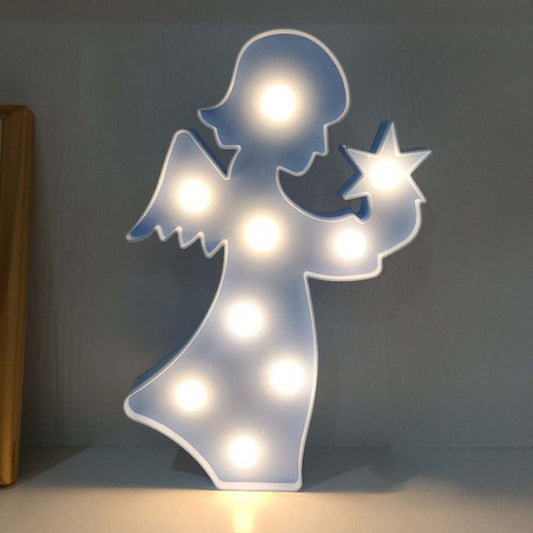 Girls Element Plastic Night Lamp Contemporary Battery Operated LED Nightstand Light Blue Clearhalo 'Night Lights' 'Wall Lights' Lighting' 2018115