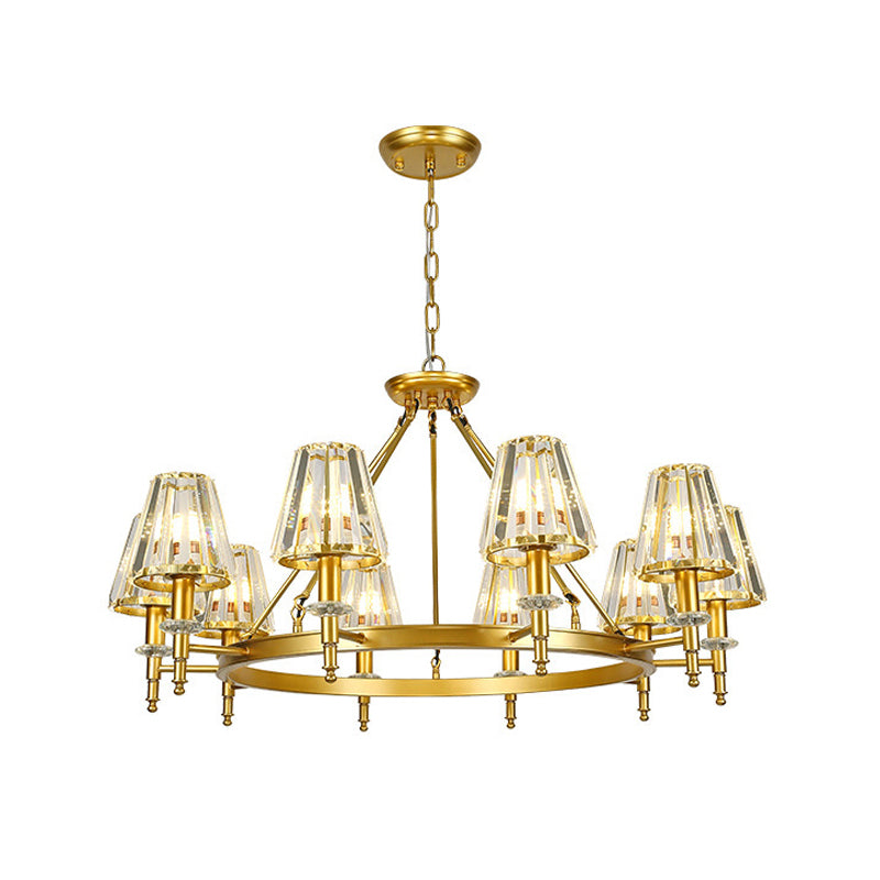 Farmhouse Conic Chandelier Light Fixture Faceted Crystal Pendant Lighting with Hoop 10 Gold Clearhalo 'Ceiling Lights' 'Chandeliers' Lighting' options 2018135_af64138b-3476-4be2-b82f-a0575d4e5c13