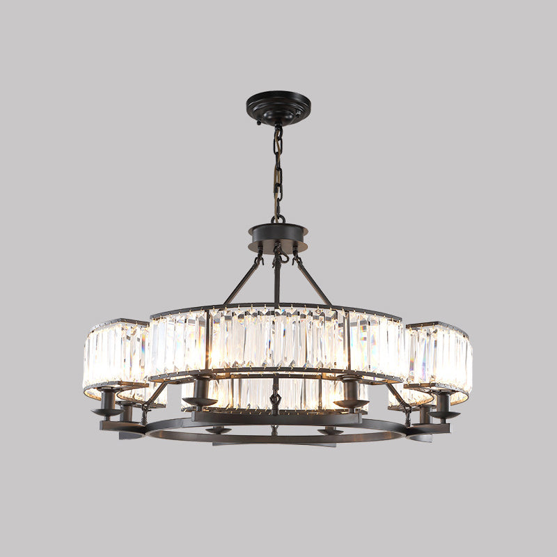 Beveled Crystal Circle Chandelier Lamp Classic Living Room LED Ceiling Suspension Light Clearhalo 'Ceiling Lights' 'Chandeliers' Lighting' options 2018162