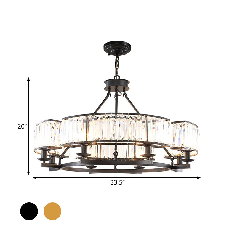 Beveled Crystal Circle Chandelier Lamp Classic Living Room LED Ceiling Suspension Light Clearhalo 'Ceiling Lights' 'Chandeliers' Lighting' options 2018163