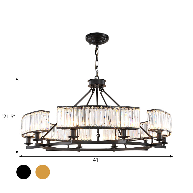 Beveled Crystal Circle Chandelier Lamp Classic Living Room LED Ceiling Suspension Light Clearhalo 'Ceiling Lights' 'Chandeliers' Lighting' options 2018167