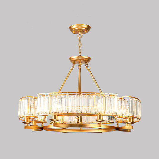 Beveled Crystal Circle Chandelier Lamp Classic Living Room LED Ceiling Suspension Light Clearhalo 'Ceiling Lights' 'Chandeliers' Lighting' options 2018174