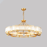 Beveled Crystal Circle Chandelier Lamp Classic Living Room LED Ceiling Suspension Light Clearhalo 'Ceiling Lights' 'Chandeliers' Lighting' options 2018176