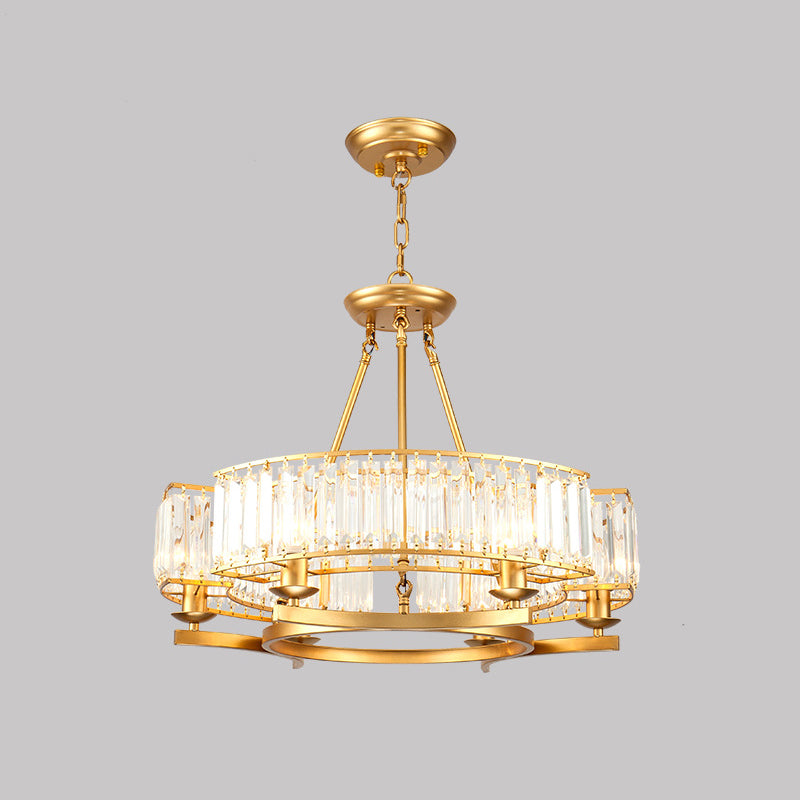 Beveled Crystal Circle Chandelier Lamp Classic Living Room LED Ceiling Suspension Light Clearhalo 'Ceiling Lights' 'Chandeliers' Lighting' options 2018178