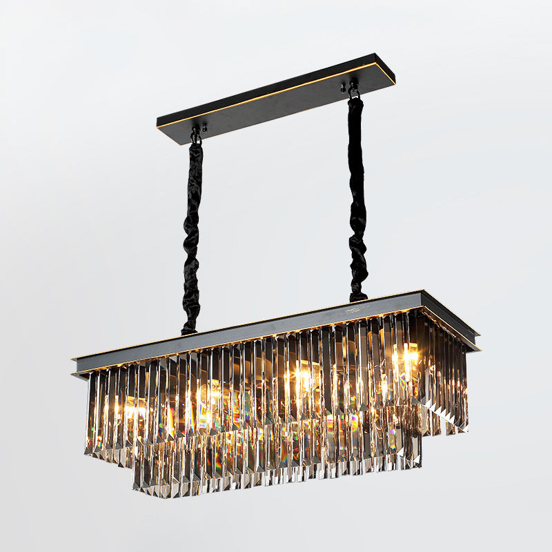 Black Island Lighting Rural Beveled Crystal Tiered Geometry Suspension Pendant Light for Dining Room Clearhalo 'Ceiling Lights' 'Chandeliers' Lighting' options 2018181