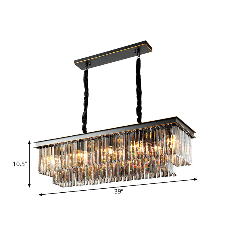 Black Island Lighting Rural Beveled Crystal Tiered Geometry Suspension Pendant Light for Dining Room Clearhalo 'Ceiling Lights' 'Chandeliers' Lighting' options 2018186