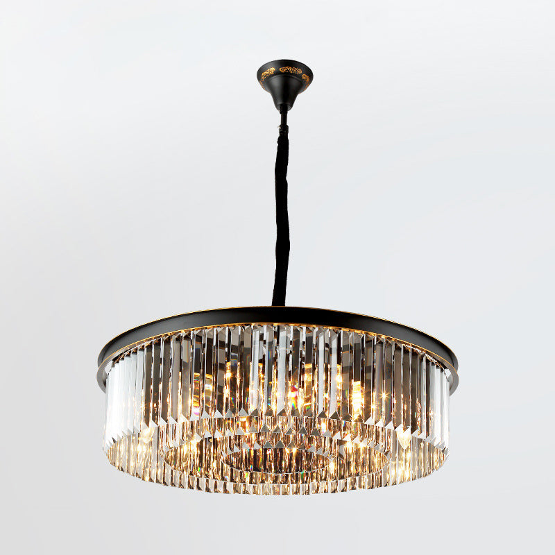 Black Island Lighting Rural Beveled Crystal Tiered Geometry Suspension Pendant Light for Dining Room Clearhalo 'Ceiling Lights' 'Chandeliers' Lighting' options 2018191