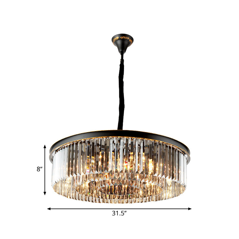 Black Island Lighting Rural Beveled Crystal Tiered Geometry Suspension Pendant Light for Dining Room Clearhalo 'Ceiling Lights' 'Chandeliers' Lighting' options 2018192