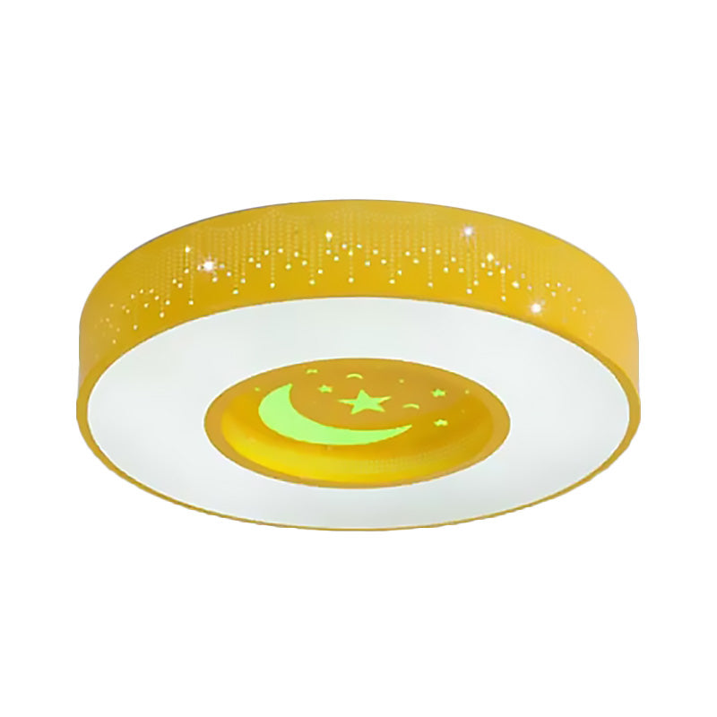 Blue/Yellow/Green Round Flush Mount Light Macaron Acrylic 16"/19.5"/23.5" Dia LED Ceiling Lamp in Third Gear/Warm/White Light for Bedroom Clearhalo 'Ceiling Lights' 'Close To Ceiling Lights' 'Close to ceiling' 'Flush mount' Lighting' 201835