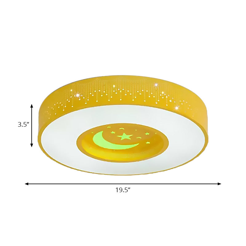 Blue/Yellow/Green Round Flush Mount Light Macaron Acrylic 16"/19.5"/23.5" Dia LED Ceiling Lamp in Third Gear/Warm/White Light for Bedroom Clearhalo 'Ceiling Lights' 'Close To Ceiling Lights' 'Close to ceiling' 'Flush mount' Lighting' 201836