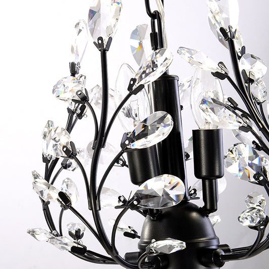 Crystal Leaves Hanging Chandelier Traditional 3 Bulbs Dining Room Pendulum Light Clearhalo 'Ceiling Lights' 'Chandeliers' 'Modern Chandeliers' 'Modern' Lighting' 2018360