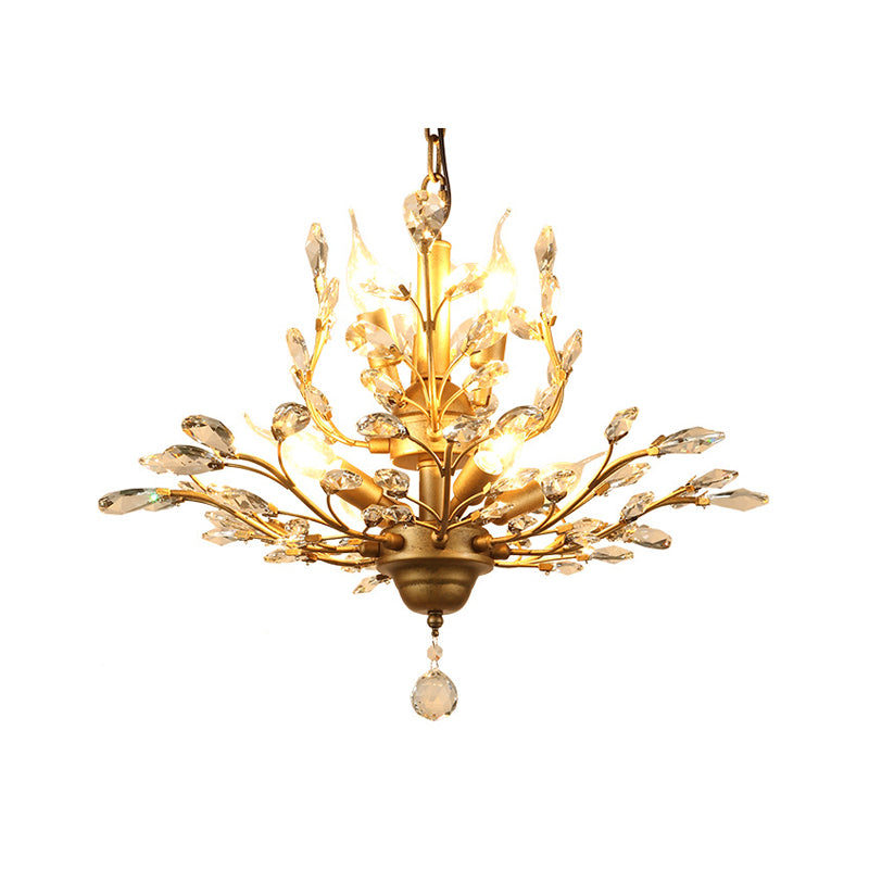 Crystal Branches Ceiling Chandelier Traditional Dining Room Pendant Lighting Fixture 7 Gold Clearhalo 'Ceiling Lights' 'Chandeliers' Lighting' options 2018379_8e98f83c-e003-4e3a-8405-e27cc35e2833