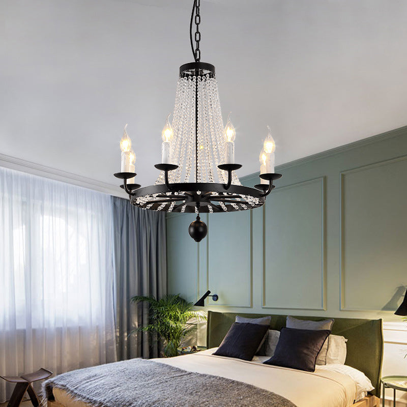 Crystal Chandelier Lighting Country Black Candelabra Living Room Pendant Light Kit with Candelabra Design Clearhalo 'Ceiling Lights' 'Chandeliers' Lighting' options 2018407