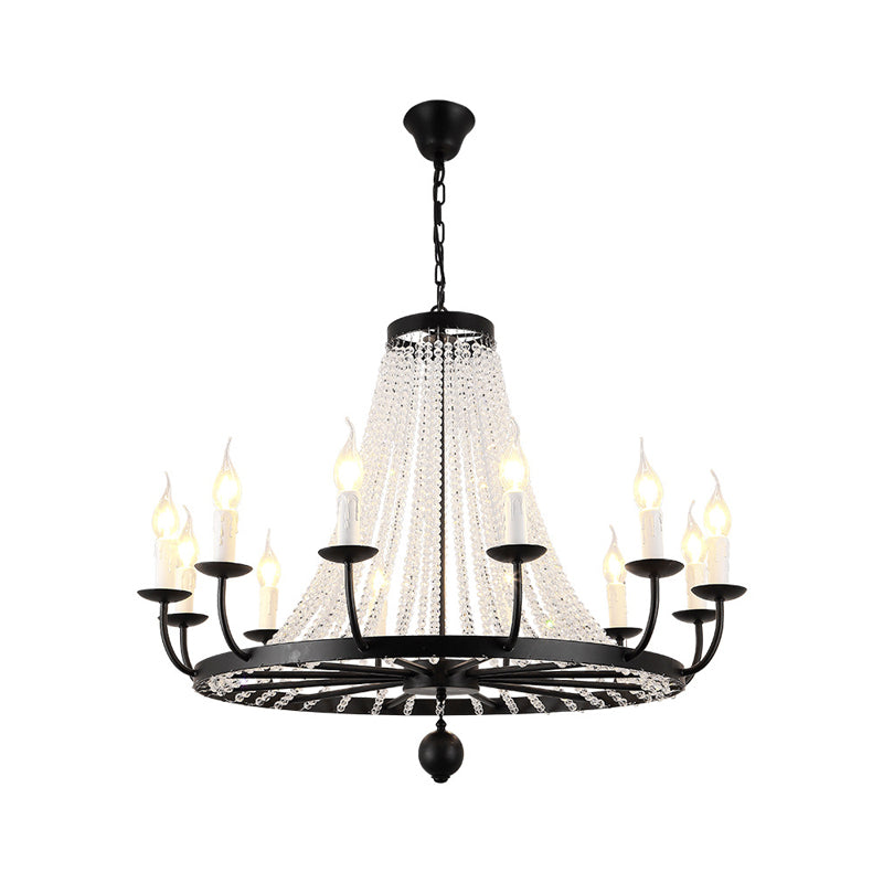 Crystal Chandelier Lighting Country Black Candelabra Living Room Pendant Light Kit with Candelabra Design Clearhalo 'Ceiling Lights' 'Chandeliers' Lighting' options 2018408