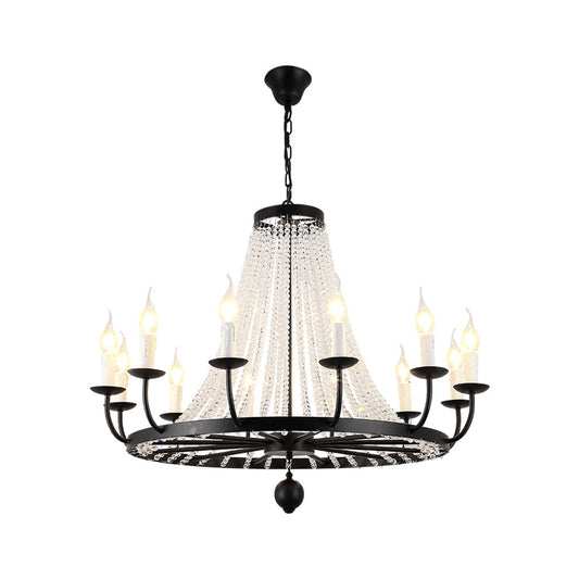 Crystal Chandelier Lighting Country Black Candelabra Living Room Pendant Light Kit with Candelabra Design Clearhalo 'Ceiling Lights' 'Chandeliers' Lighting' options 2018408