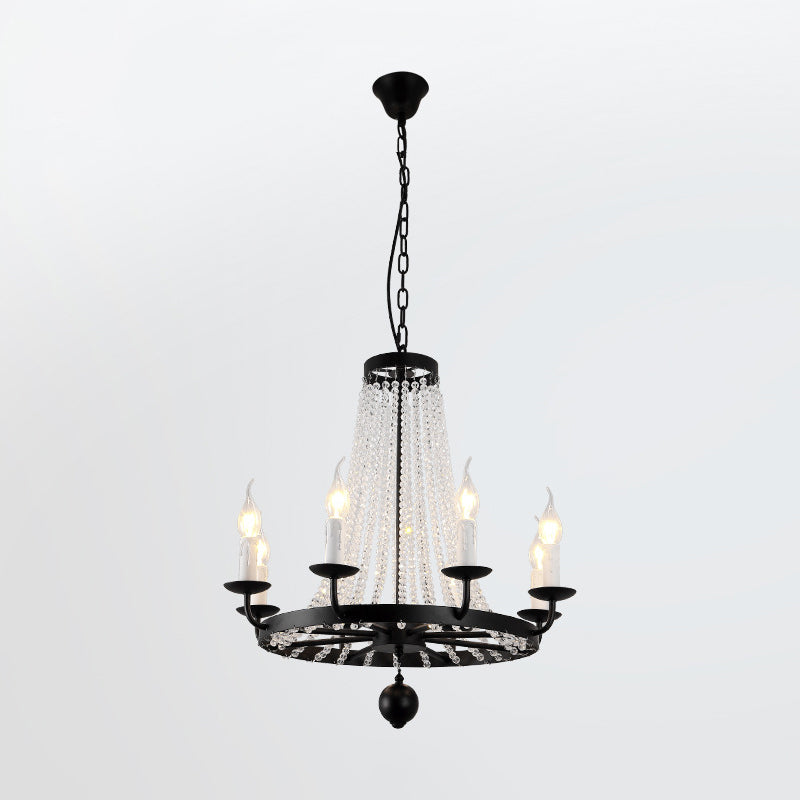 Crystal Chandelier Lighting Country Black Candelabra Living Room Pendant Light Kit with Candelabra Design Clearhalo 'Ceiling Lights' 'Chandeliers' Lighting' options 2018409