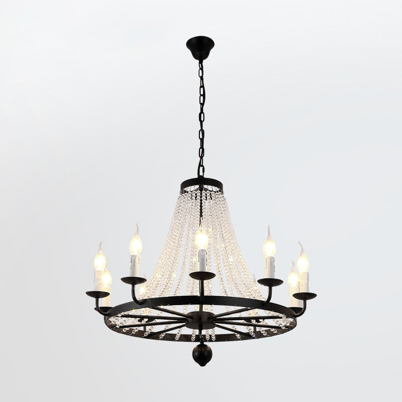 Crystal Chandelier Lighting Country Black Candelabra Living Room Pendant Light Kit with Candelabra Design Clearhalo 'Ceiling Lights' 'Chandeliers' Lighting' options 2018410