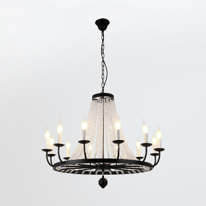 Crystal Chandelier Lighting Country Black Candelabra Living Room Pendant Light Kit with Candelabra Design Clearhalo 'Ceiling Lights' 'Chandeliers' Lighting' options 2018411