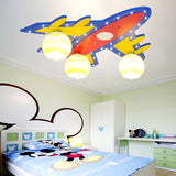 Wood Airplane Flush Light with Globe Glass Shade 3 Heads Kids Flush Light for Boy Clearhalo 'Ceiling Lights' 'Close To Ceiling Lights' 'Close to ceiling' 'Semi-flushmount' Lighting' 201866