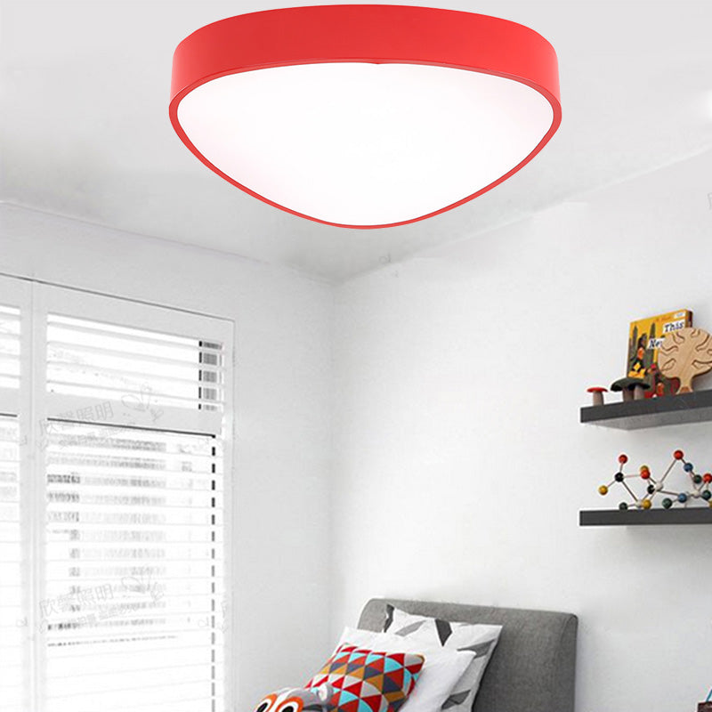 Red/Blue/Yellow Triangle Ceiling Mount Light Modern Acrylic 18"/23.5" Dia LED Flush Mount Lamp in Third Gear/White Light for Indoor Red Clearhalo 'Ceiling Lights' 'Close To Ceiling Lights' 'Close to ceiling' 'Flush mount' Lighting' 201957