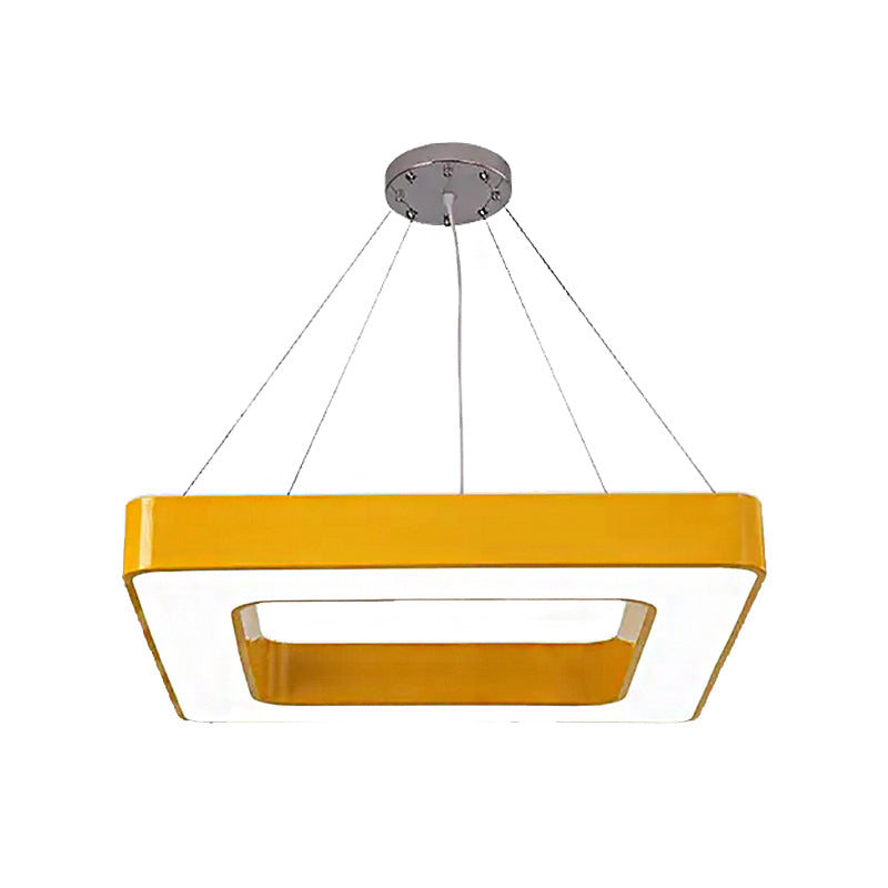 Red/Yellow/Blue/Green Square Pendant Lamp Kids Acrylic LED Chandelier Light Fixture in Third Gear/White Light for Bedroom Clearhalo 'Ceiling Lights' 'Chandeliers' Lighting' options 201974