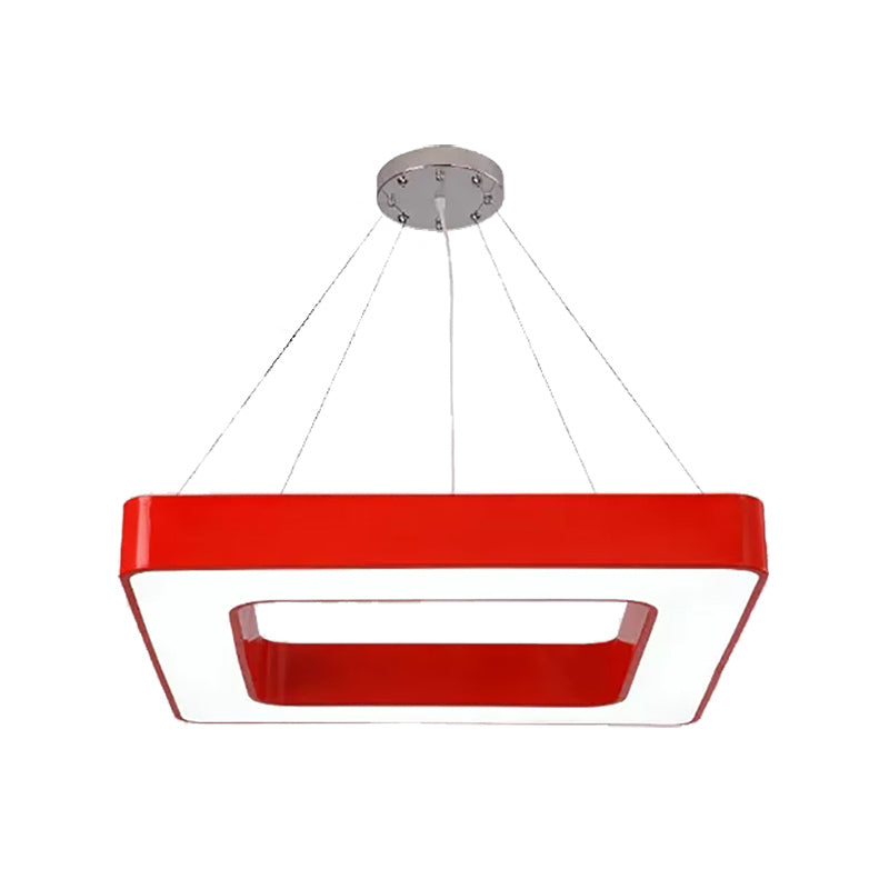 Red/Yellow/Blue/Green Square Pendant Lamp Kids Acrylic LED Chandelier Light Fixture in Third Gear/White Light for Bedroom Clearhalo 'Ceiling Lights' 'Chandeliers' Lighting' options 201981
