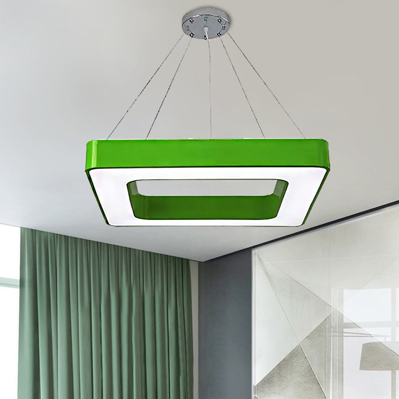 Red/Yellow/Blue/Green Square Pendant Lamp Kids Acrylic LED Chandelier Light Fixture in Third Gear/White Light for Bedroom Clearhalo 'Ceiling Lights' 'Chandeliers' Lighting' options 201982
