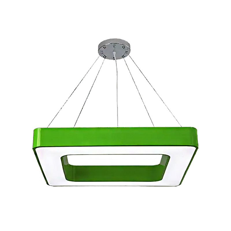 Red/Yellow/Blue/Green Square Pendant Lamp Kids Acrylic LED Chandelier Light Fixture in Third Gear/White Light for Bedroom Clearhalo 'Ceiling Lights' 'Chandeliers' Lighting' options 201984