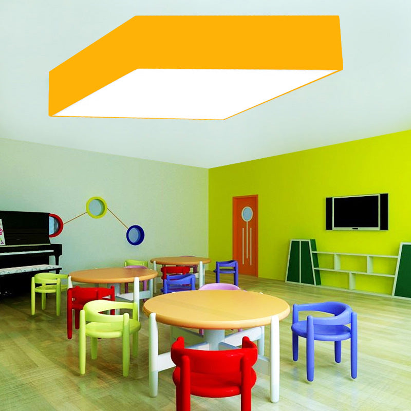 Rhombus Ceiling Mount Light Modern Acrylic LED Ceiling Lamp in Black/White/Red/Yellow/Green for Kindergarten Yellow Clearhalo 'Ceiling Lights' 'Close To Ceiling Lights' 'Close to ceiling' 'Flush mount' Lighting' 202003