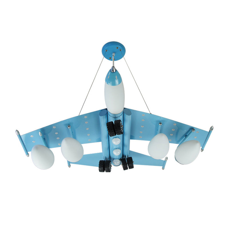 Kids Sky Blue Hanging Light Combat Airplane Metallic Chandelier for Theme Park Bedroom Clearhalo 'Ceiling Lights' 'Chandeliers' Lighting' options 202019