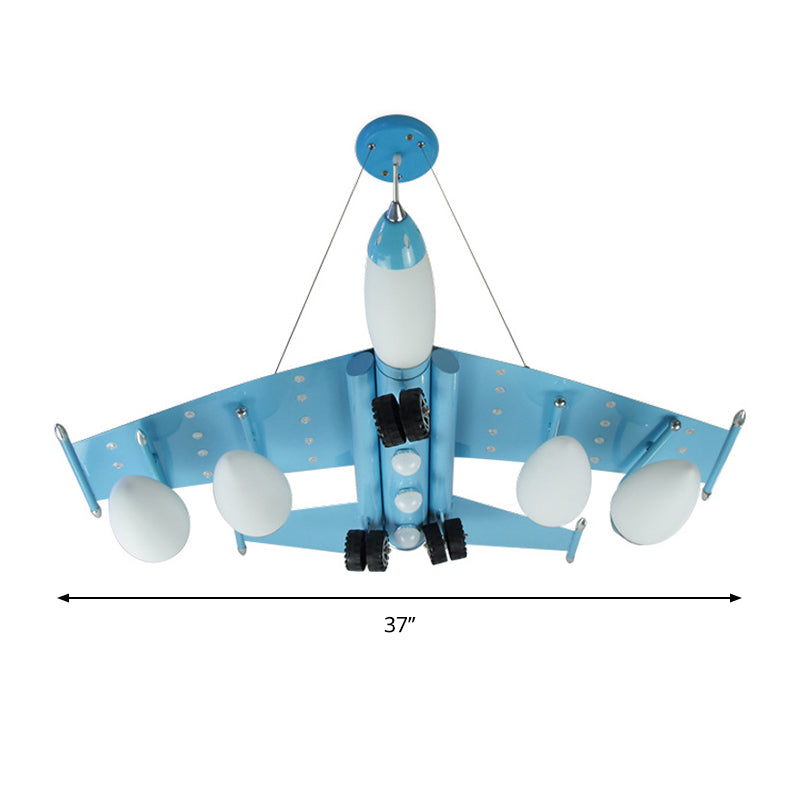 Kids Sky Blue Hanging Light Combat Airplane Metallic Chandelier for Theme Park Bedroom Clearhalo 'Ceiling Lights' 'Chandeliers' Lighting' options 202020