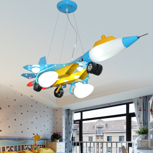 Sky Blue Airplane Pendant Lighting Contemporary Metal Chandelier for Bedroom Game Room Clearhalo 'Ceiling Lights' 'Chandeliers' Lighting' options 202023