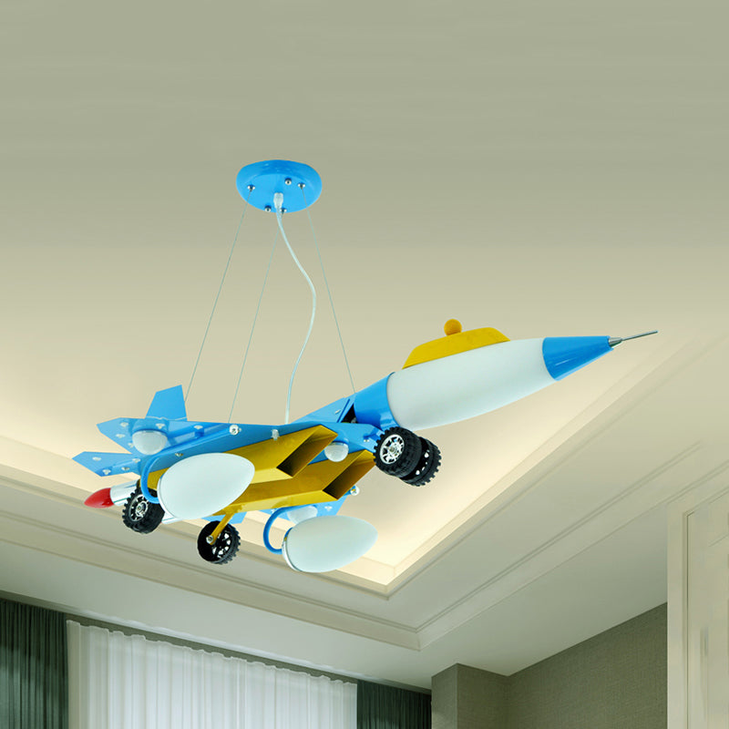 Sky Blue Airplane Pendant Lighting Contemporary Metal Chandelier for Bedroom Game Room Clearhalo 'Ceiling Lights' 'Chandeliers' Lighting' options 202024