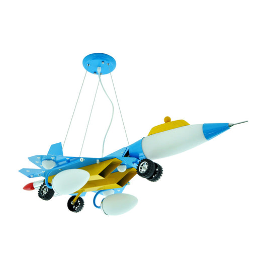 Sky Blue Airplane Pendant Lighting Contemporary Metal Chandelier for Bedroom Game Room Clearhalo 'Ceiling Lights' 'Chandeliers' Lighting' options 202025