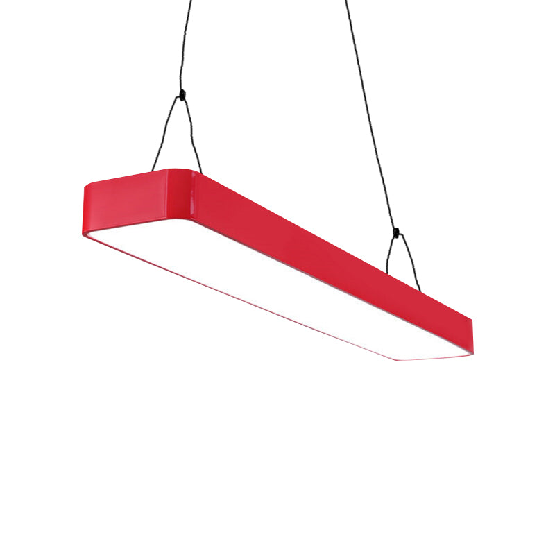 Modern Stylish Rectangle Hanging Chandelier Acrylic LED Red/Yellow/Blue/Green Suspension Light in Warm/White Light for Office Clearhalo 'Ceiling Lights' 'Pendant Lights' 'Pendants' Lighting' 202035