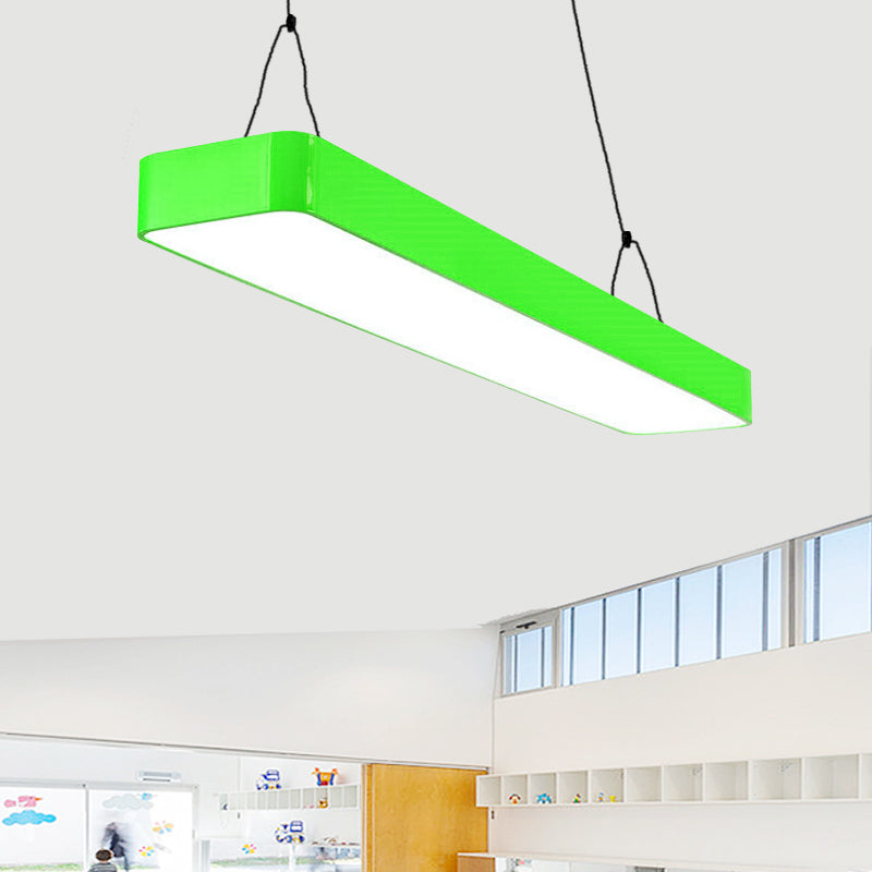 Modern Stylish Rectangle Hanging Chandelier Acrylic LED Red/Yellow/Blue/Green Suspension Light in Warm/White Light for Office Clearhalo 'Ceiling Lights' 'Pendant Lights' 'Pendants' Lighting' 202038