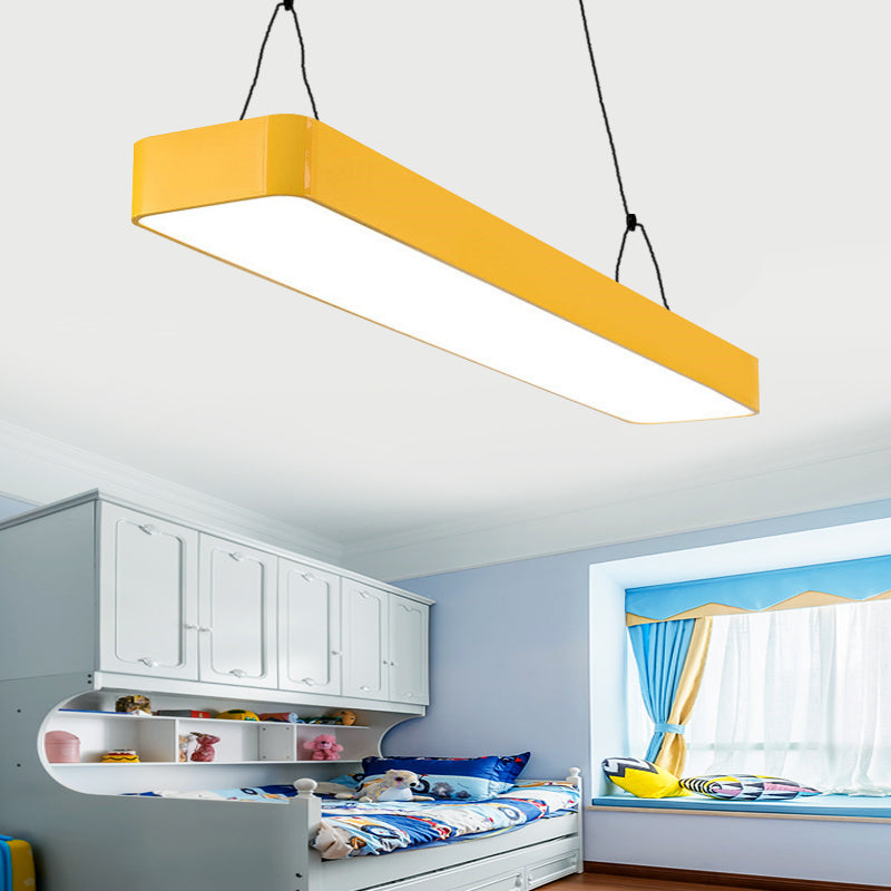 Modern Stylish Rectangle Hanging Chandelier Acrylic LED Red/Yellow/Blue/Green Suspension Light in Warm/White Light for Office Yellow Clearhalo 'Ceiling Lights' 'Pendant Lights' 'Pendants' Lighting' 202040_4957b460-86d9-4d12-bb2b-2375554ce927