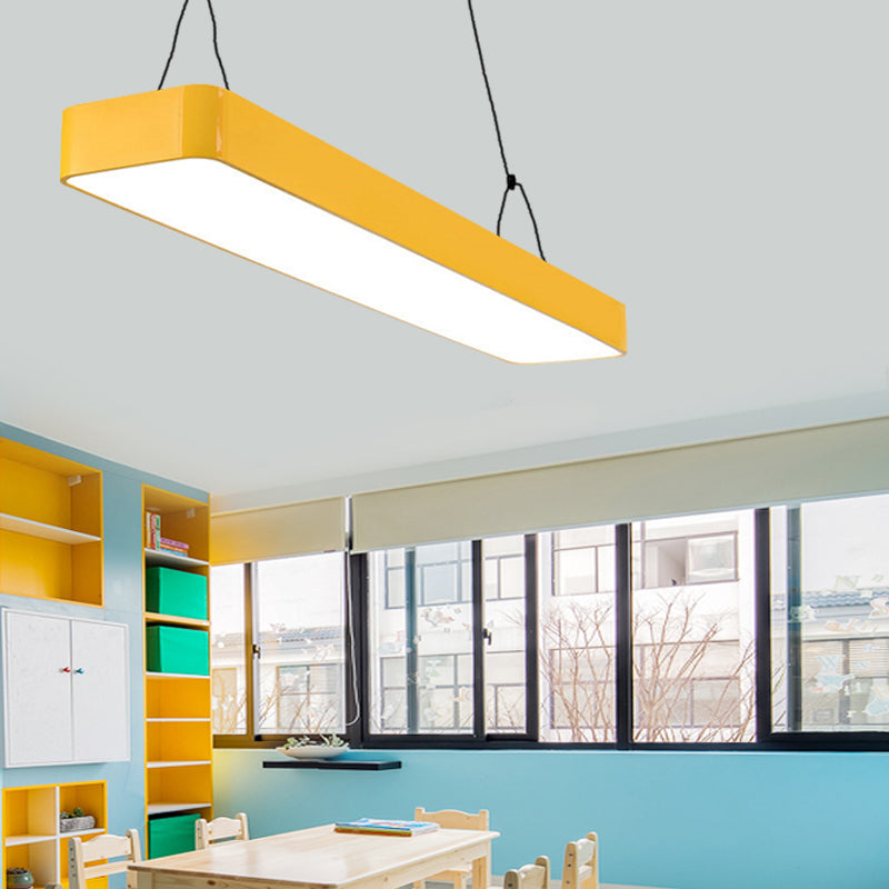 Modern Stylish Rectangle Hanging Chandelier Acrylic LED Red/Yellow/Blue/Green Suspension Light in Warm/White Light for Office Clearhalo 'Ceiling Lights' 'Pendant Lights' 'Pendants' Lighting' 202041