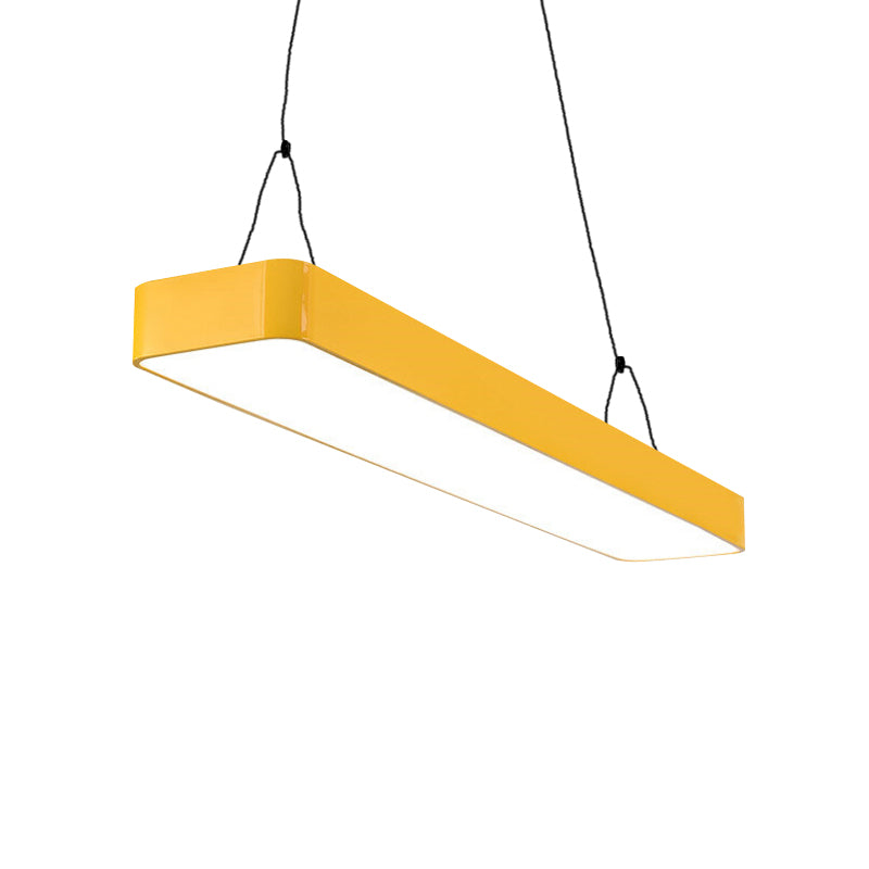 Modern Stylish Rectangle Hanging Chandelier Acrylic LED Red/Yellow/Blue/Green Suspension Light in Warm/White Light for Office Clearhalo 'Ceiling Lights' 'Pendant Lights' 'Pendants' Lighting' 202042